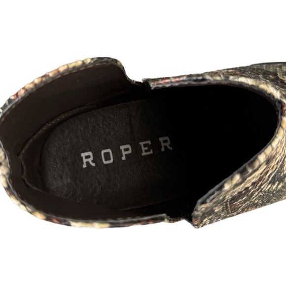Roper Boots Womens 5.5 Cream Brown Snakeskin Print Ankle‎ Bootie Western Cowgirl - Picture 10 of 11
